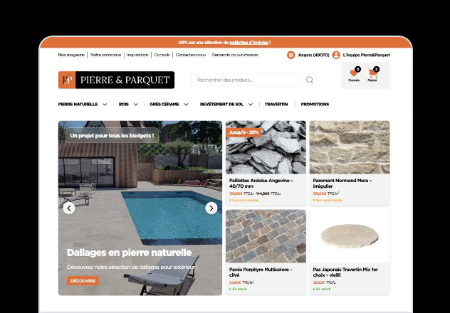 Page d'accueil du site Pierre et Parquet