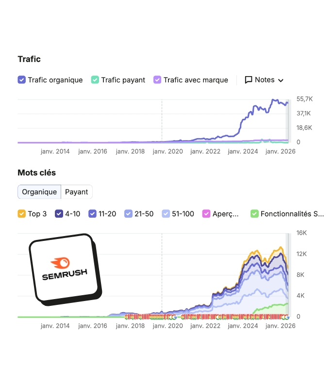 Rapport de trafic du positionnement SEO
