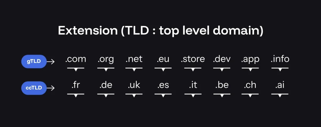Liste des extensions TLM pour un nom de domaine
